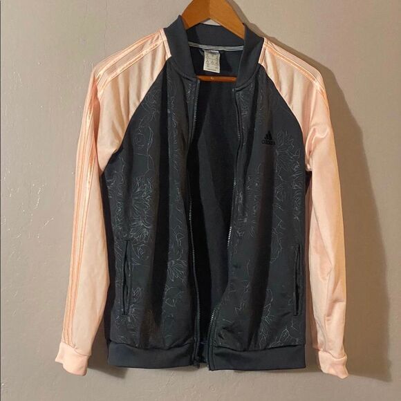 Adidas Women’s Embossed Track Jacket Black /Peach Sz M - Picture 1 of 6